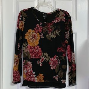 Floral sweater with pretty tie in back